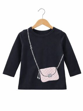 5/$10 Carter's Black Long Sleeve Tee With Purse Print